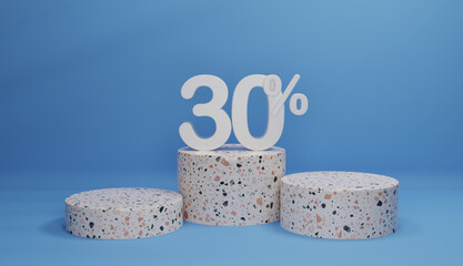 Stone Cylinder Podium, Product Display 30 Percent Off Stand On Pastel Green Background