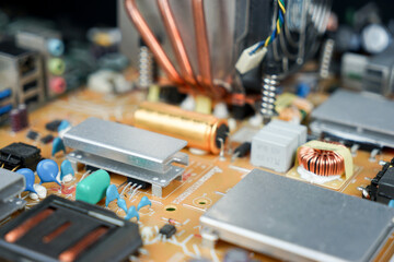 close up of computer circuit board