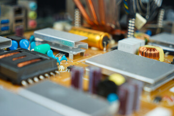 close up of computer motherboard