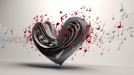 love heart music Ai Generative - obrazy, fototapety, plakaty
