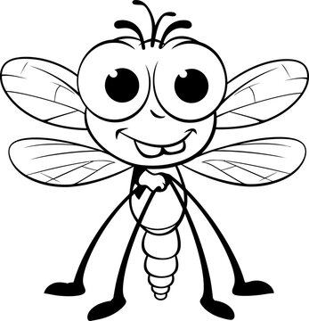 Mosquito animal coloring page black and white
