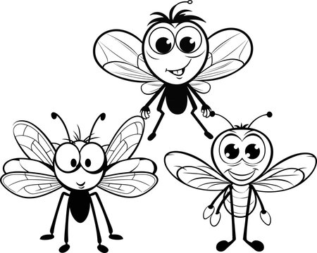 Mosquito animal coloring page black and white