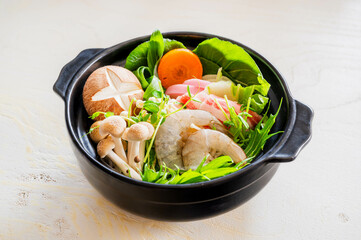 野菜とキノコの寄せ鍋　一人鍋