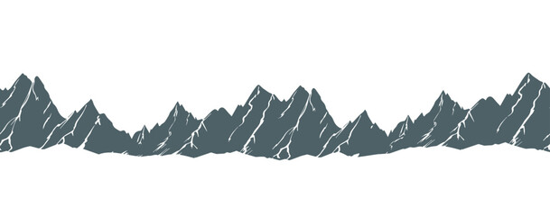 Seamless mountain background. Hand drawing. Not AI. Vector illustration