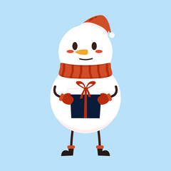 Snowman cartoon vector. Snowman wear a winter theme. Graphic resource about winter and Christmas for content , banner, sticker label and greeting card.