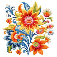
A floral pattern with leaves and flowers.