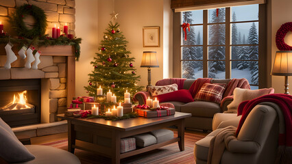 Fototapeta na wymiar Cozy Living room at Christmas