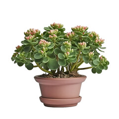 A potted kalanchoe lariniata is a lovely decorative plant in the house yard isolated on transparent background