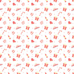  Seamless christmas pattern. New year background. Doodle illustration with christmas icons