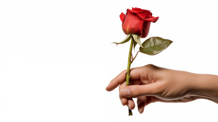 16:9 A red rose on hand symbolizes giving love on Valentine's Day or any other special day.