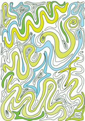 abstract background with waves pattern bright colourful, hand drawn,
