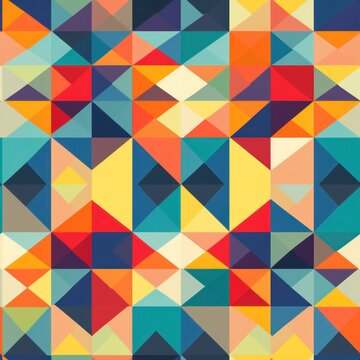 a colorful quilt made of geometric shapes