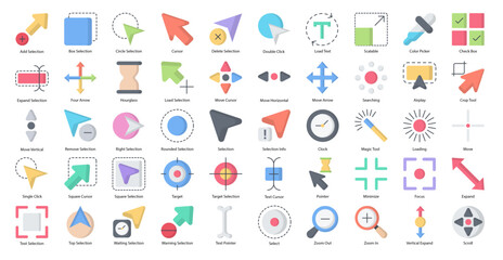 Cursors Flat Icons Selection Arrow Arrows Iconset 50 Vector Icons 