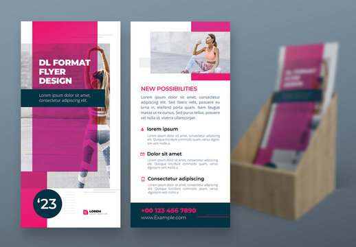 Business Dl Flyer Layout with Purple and Pink flat Elements