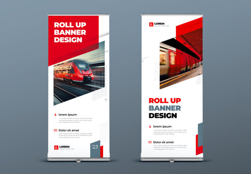 Retractable Banner Layout with Red flat Dynamic Elements