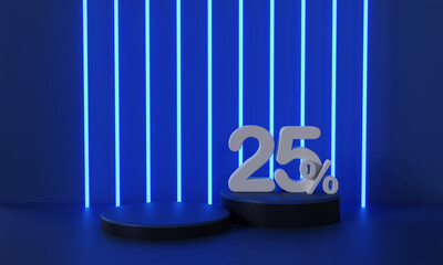  Cylinder Product Display Podium 25 Percent Off with Blue Background