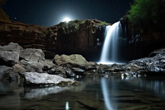 Waterfall at night