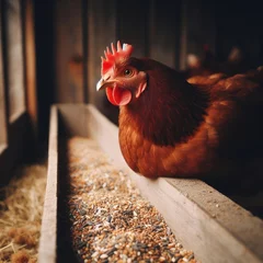 Fotobehang chicken on a farm animal background © Садыг Сеид-заде