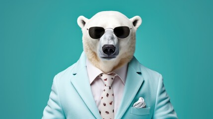 Polar bear suit fashion.Business concept.Fun animal character.