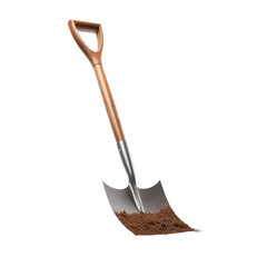 A shovel is leaning isolated on transparent background