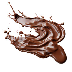 A stream of melted chocolate isolated on transparent background