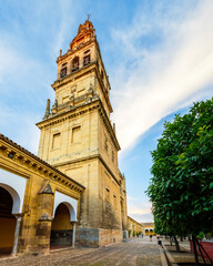 Bell tower of Mosque–Cathedral of Córdoba, the tower encases the remains of the mosque's former minaret, a world heritage site