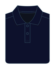 Folded Navy Blue Polo Shirt Template On White Background, Vector File