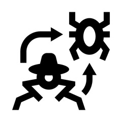 Hacker Malware Attack Outline Icon - obrazy, fototapety, plakaty