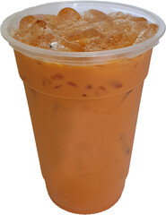 Iced Thai Tea, a Thai beverage containing tea ingredients. The taste is sweet, delicious and mellow.