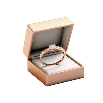 A wedding ring in a box isolated on transparent background