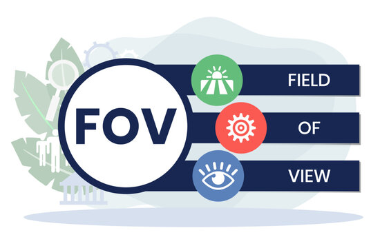 FOV, Field Of View. Concept with keyword and icons. Flat vector illustration. Isolated on white.