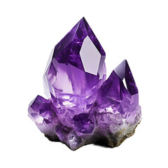 Amethyst crystals contras isolated on transparent background - obrazy, fototapety, plakaty