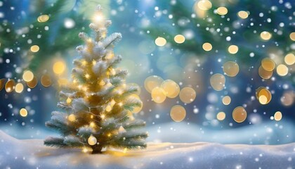 christmas winter blurred background vertical image christmas tree with snow decorated with garland lights festive background vertical screen background new year winter art design widescreen hol - obrazy, fototapety, plakaty