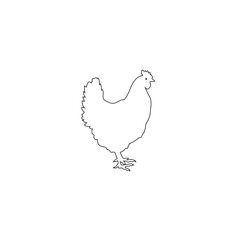 Fototapeta na wymiar Chicken icon, silhouette, logo on white background. Vector