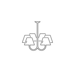 Chandelier line icon. Ceiling lamp sign. Interior illuminate light symbol. Classic flat style. Quality design element. Simple chandelier icon. Vector flat sign