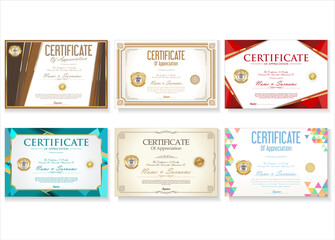Collection of Certificate retro design template 