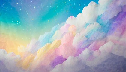 unicorn galaxy pattern pastel cloud and sky with glitter cute bright paint like candy background theme concept to montage or present your product for women girls in princess style