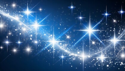 blue and white stars shinning sparkles glitter flash of lightning effect