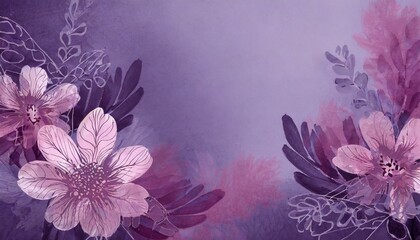 purple background with flower design elements abstract floral border in pink and purple