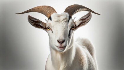frontal view of a goat white background generative ai