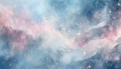 Foto op Canvas abstract pastel pale blue pink galaxy nebula background © Mary