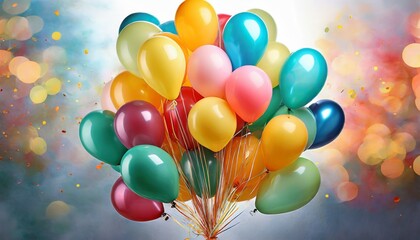 big bunch of bright balloons on white background - Powered by Adobe