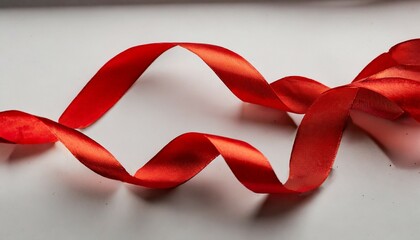 festive red ribbon on white background