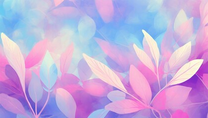 abstract pastel spring day panoramic wallpaper header foliage leaves in pink and blue purple...