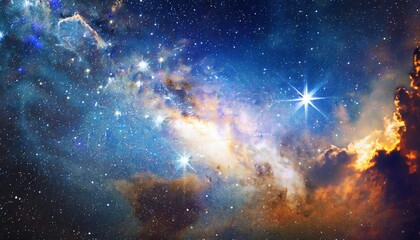 space scene with stars in the galaxy panorama universe filled with stars nebula and galaxy elements...