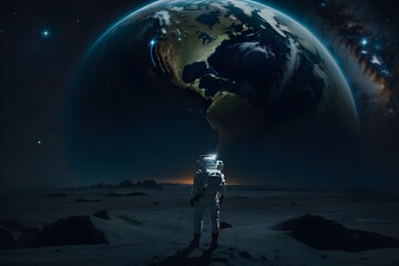 Astronaut Looking At Earth From Space