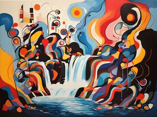Waterfall Abstract Painting