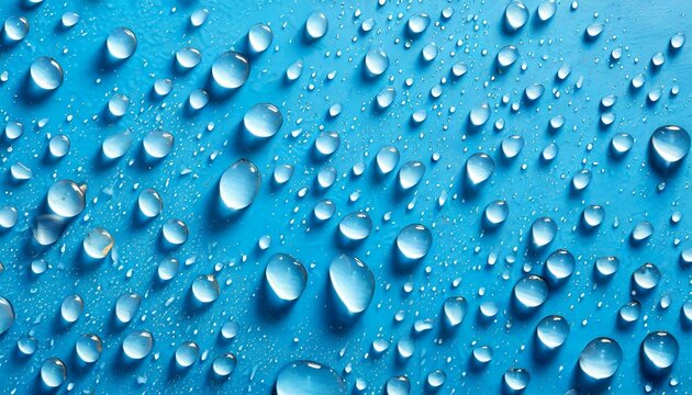 water drops on blue background top view