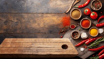 empty wooden table for spicy food promotion