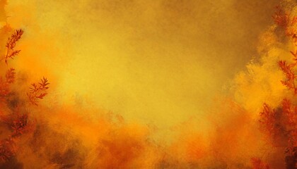yellow background with orange border texture old grunge textured corners in hot fiery autumn or fall colors